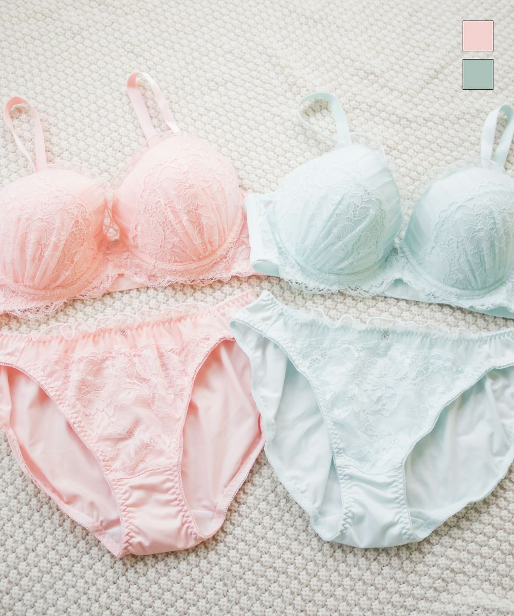 フェミニンレースブラジャー＆ショーツセット | 大きいサイズ