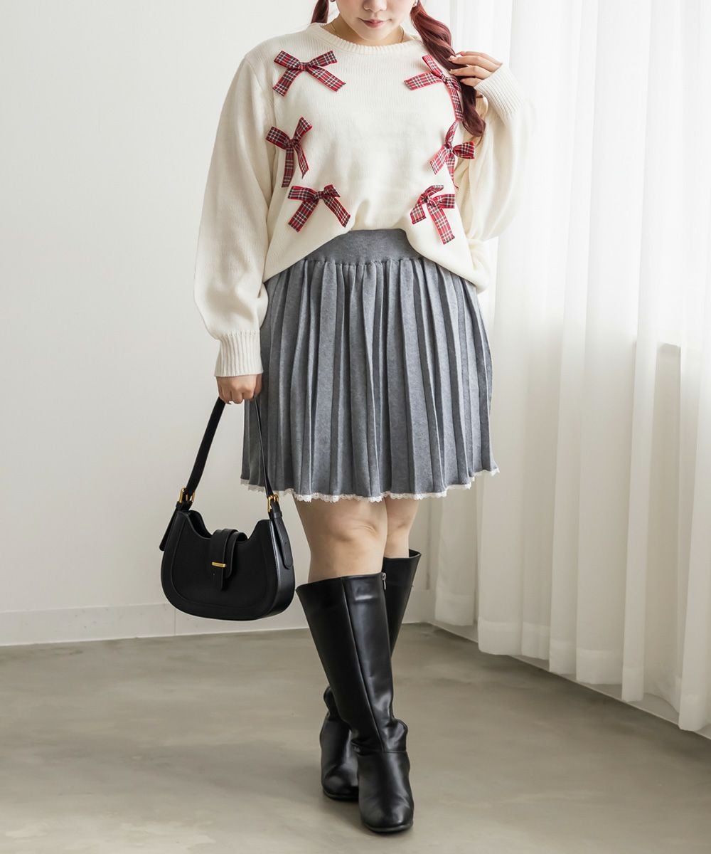 チェック柄リボンニット | 大きいサイズ レディース専門店 CLETTE
