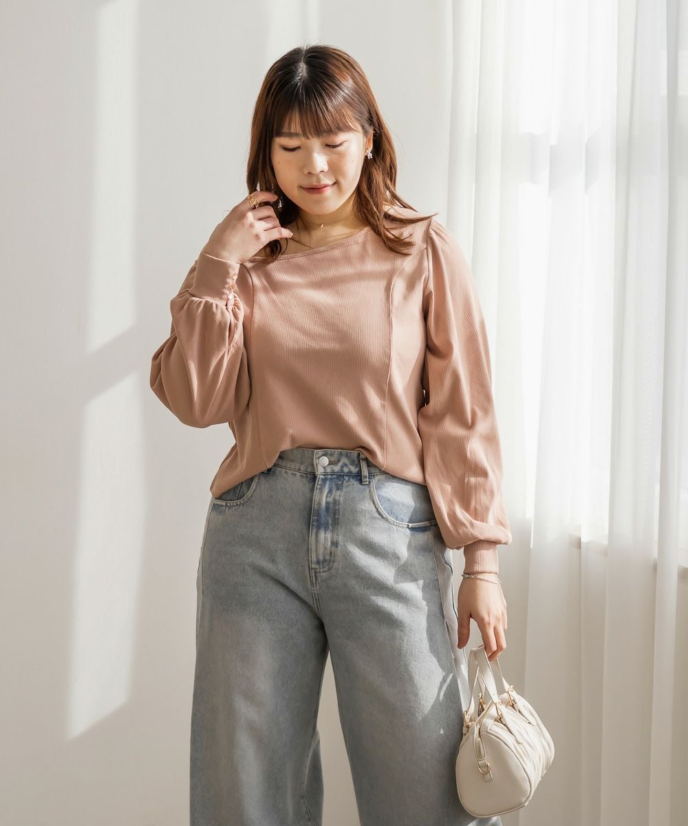 CLETTEオリジナルアシメネックリブトップス | 大きいサイズ レディース
