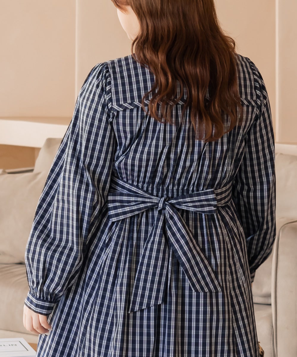CLETTEオリジナルビスチェ風切替チェック柄シャツワンピース | 大きい