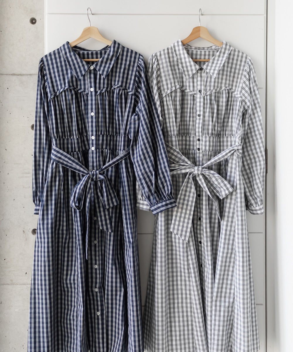 CLETTEオリジナルビスチェ風切替チェック柄シャツワンピース | 大きい