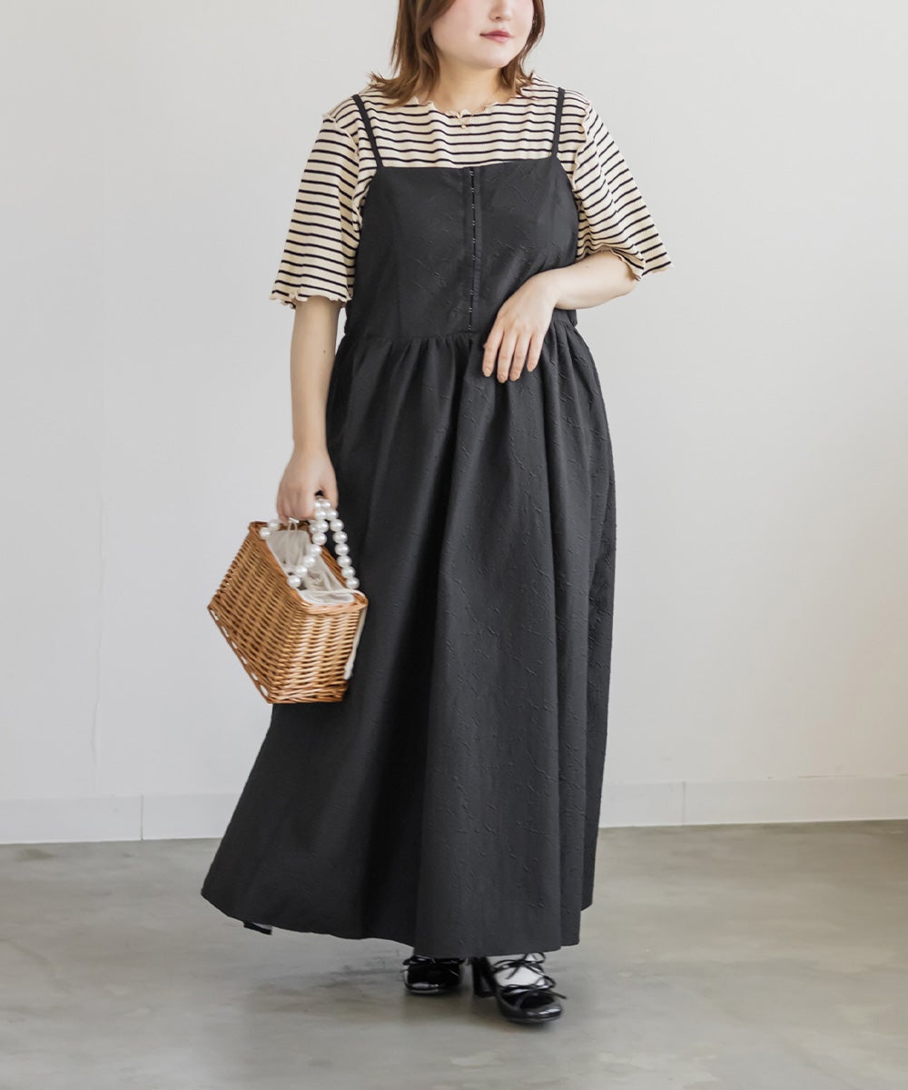 フロントホックふくれジャガードキャミワンピース | 大きいサイズ