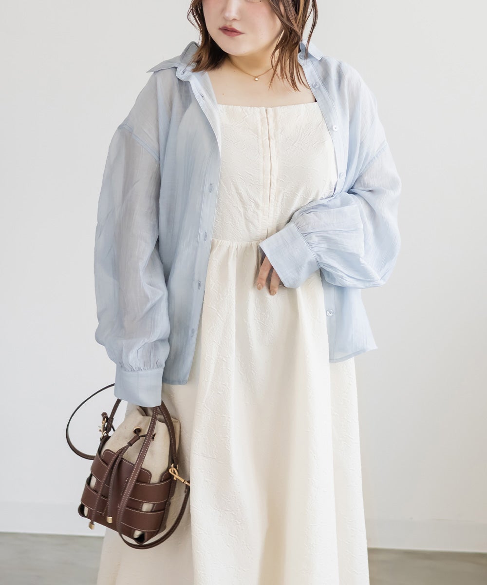 フロントホックふくれジャガードキャミワンピース | 大きいサイズ