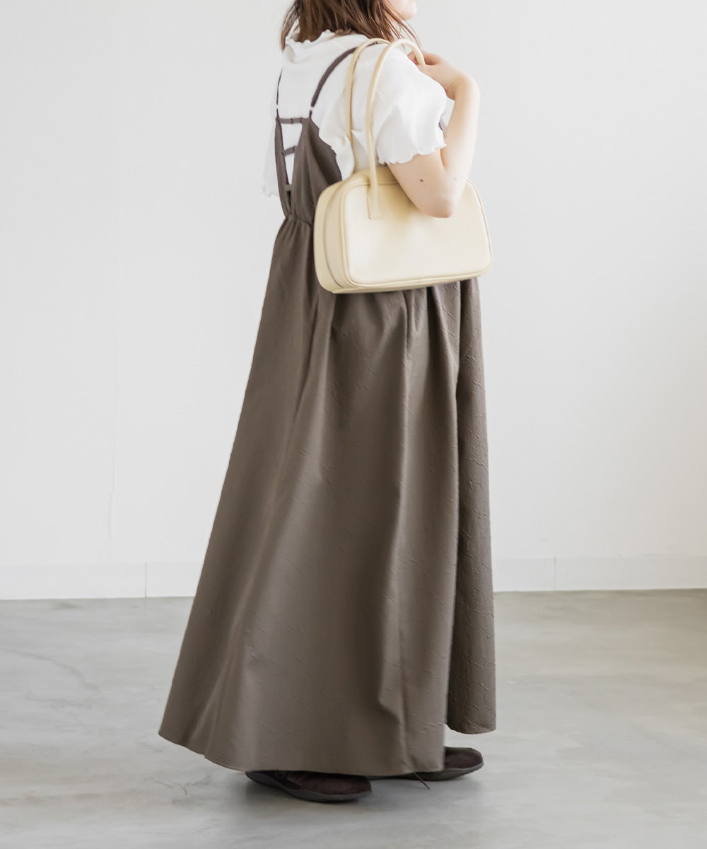 フロントホックふくれジャガードキャミワンピース | 大きいサイズ