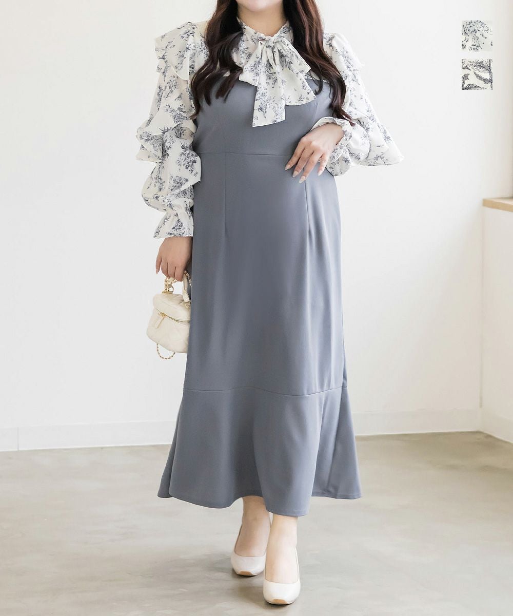 花柄ドッキングリボンタイワンピース | 大きいサイズ レディース専門店