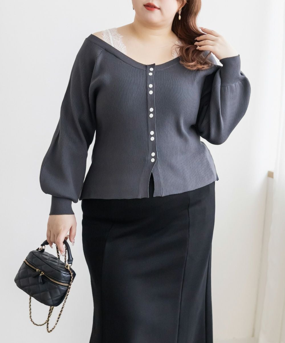 BEARDSLEY グレー/ブラック レース付き長袖トップス サイズF 000000018766-04.jpg?size=l&w=