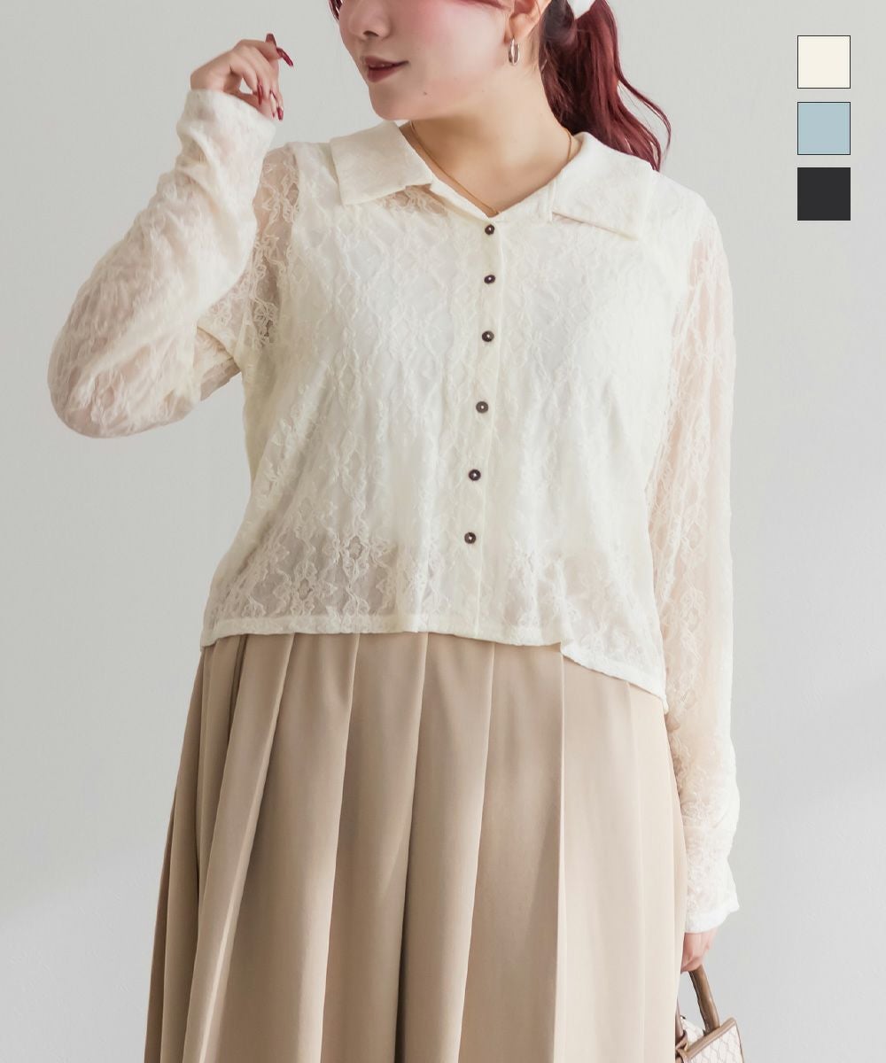 CLETTEオリジナルストレッチレースシャツ | 大きいサイズ レディース