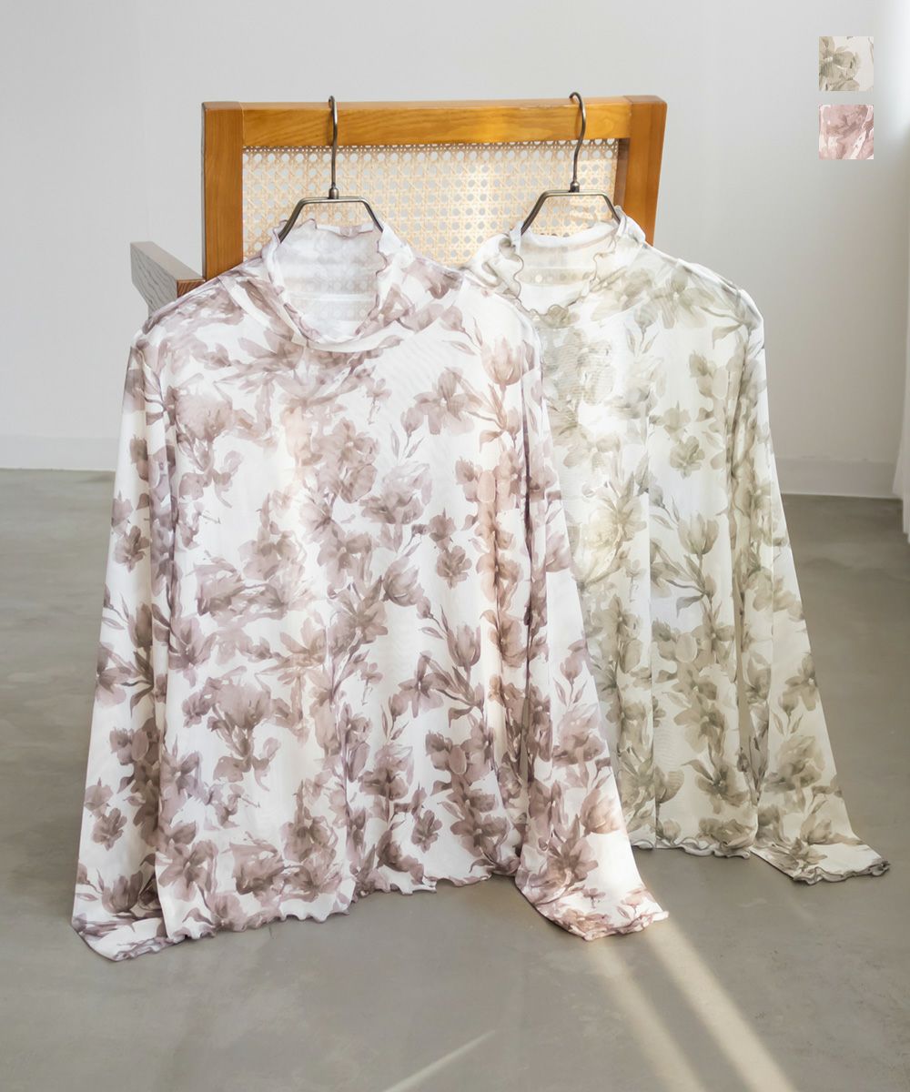 LITMUS 花柄シアートップス ぼかし花柄シアーメロートップス | 大きいサイズ レディース専門店