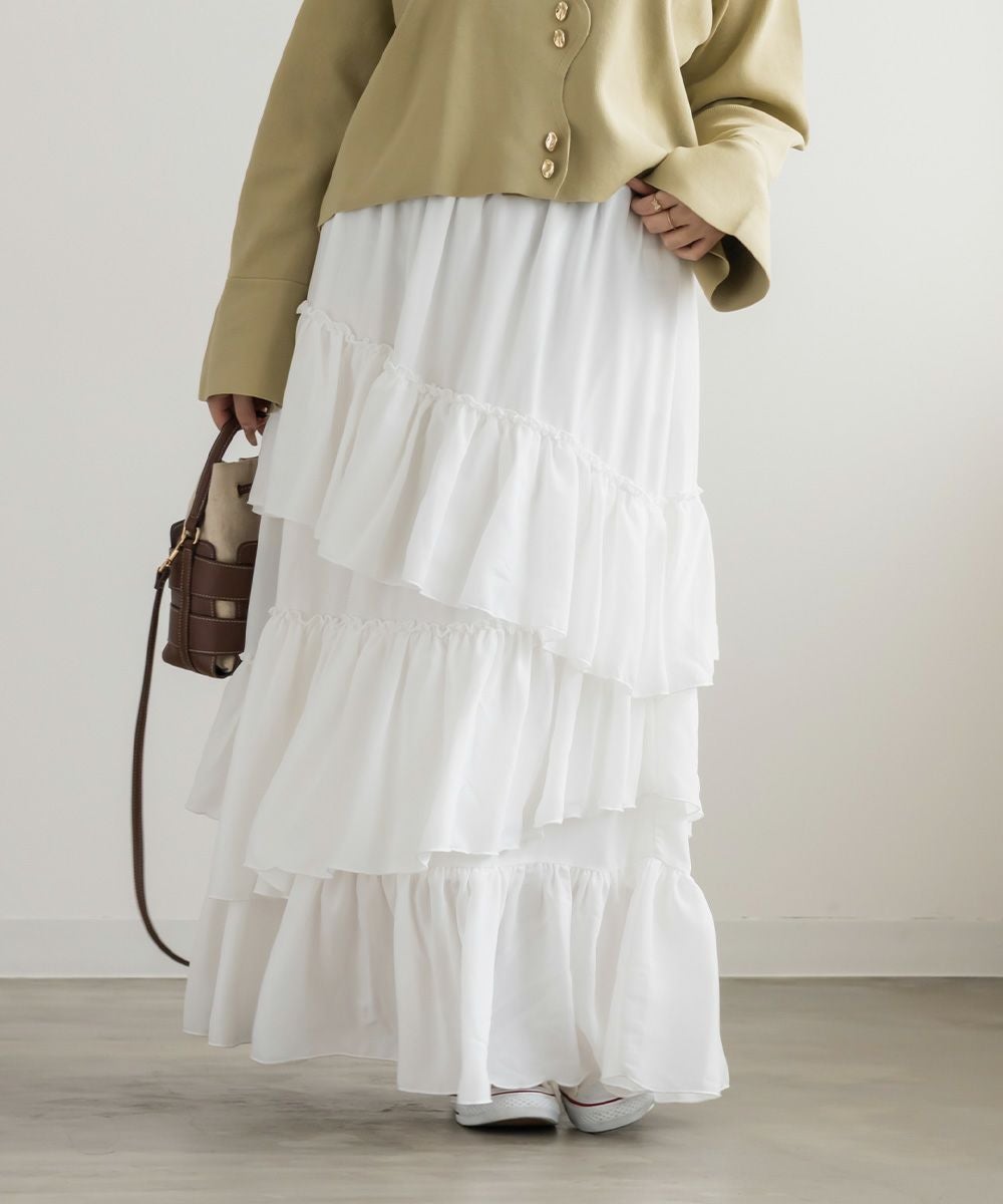 CLETTEオリジナルアシメラッフルスカート | 大きいサイズ レディース