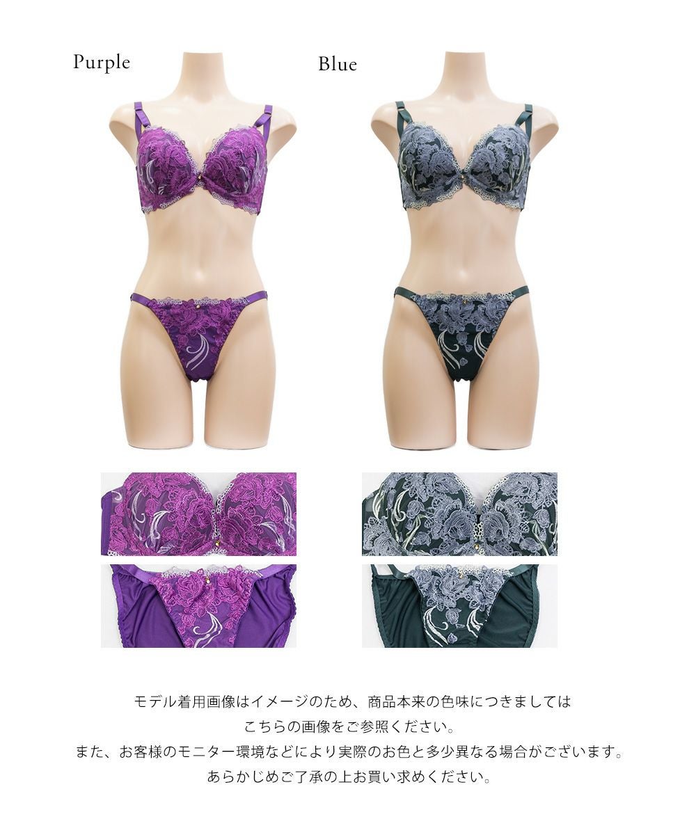 S/S20doublet刺繍ショーツ 楽天市場】ブルー（柄刺繍）（ブラジャー&ショーツ｜セット