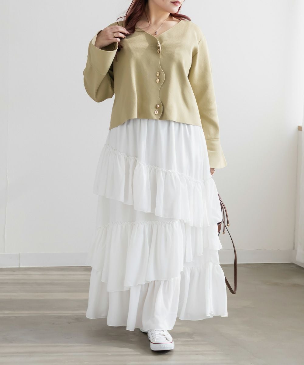 CLETTEオリジナル☆ななめティアードフリルワンピース | 大きいサイズ