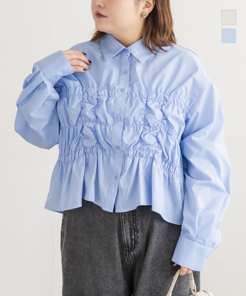 フロントシャーリングブラウス | 大きいサイズ レディース専門店