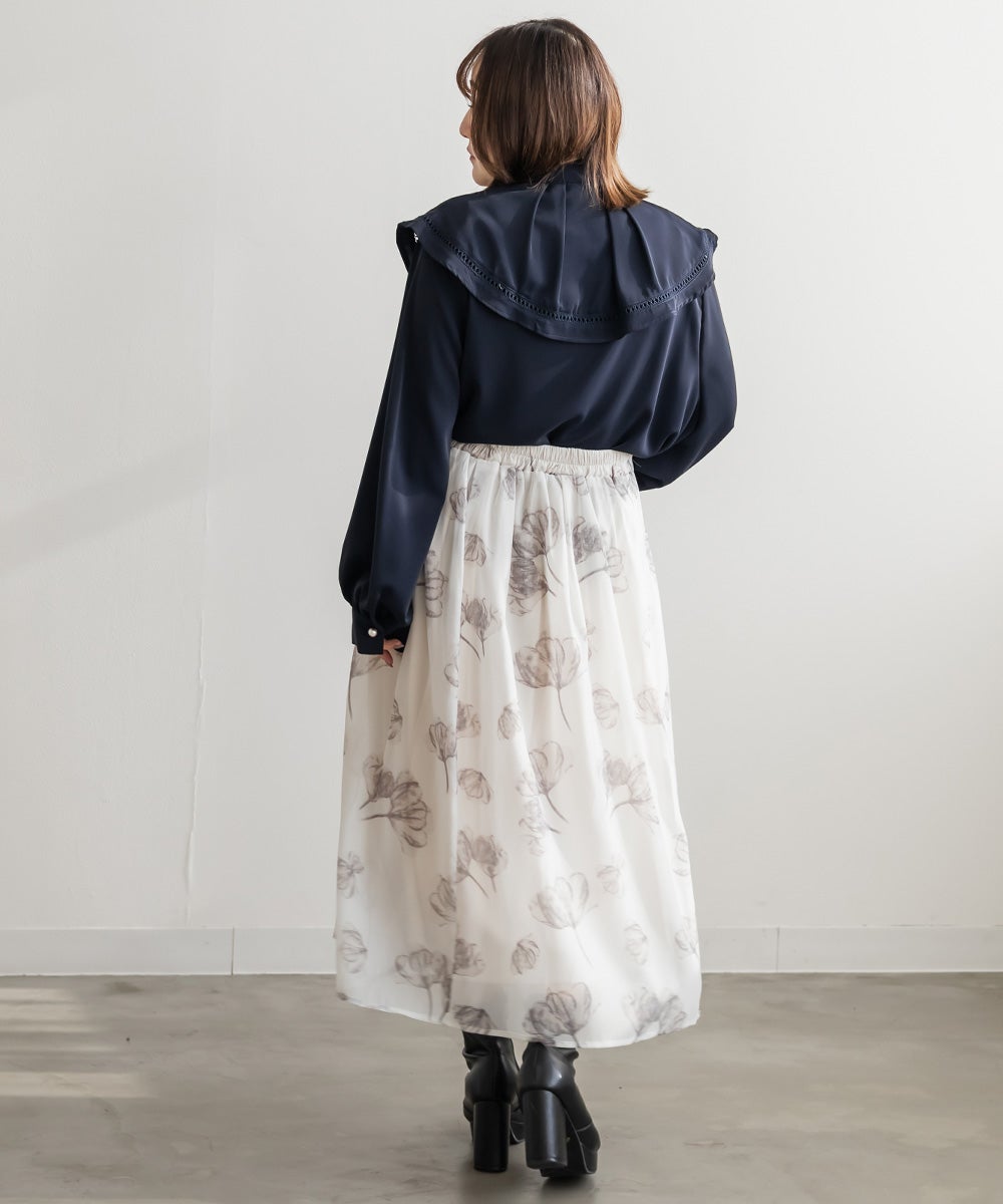 ぼかし花柄シアーフレアスカート | 大きいサイズ レディース専門店