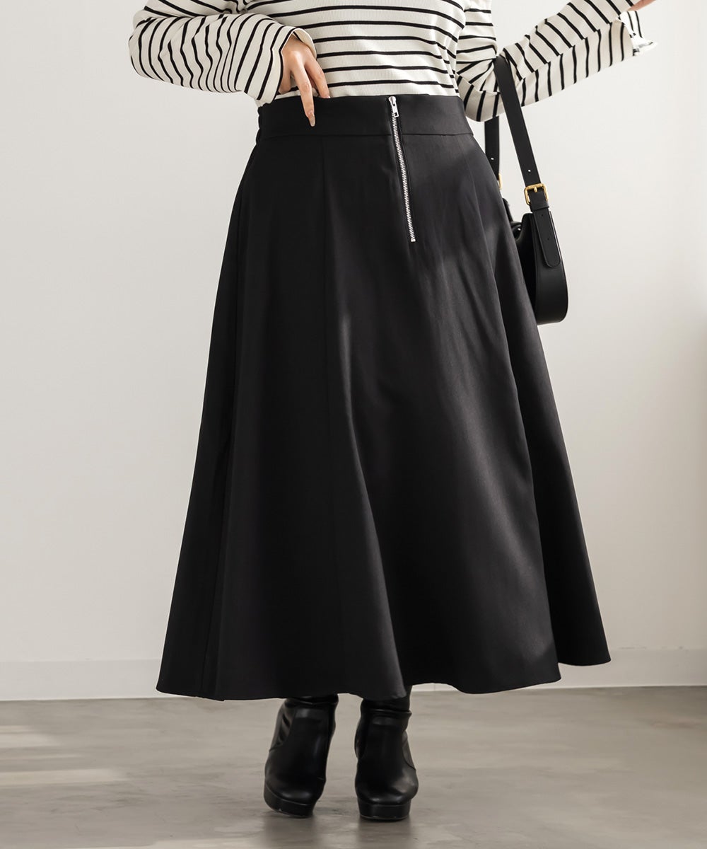 フロントジップフレアスカート | 大きいサイズ レディース専門店