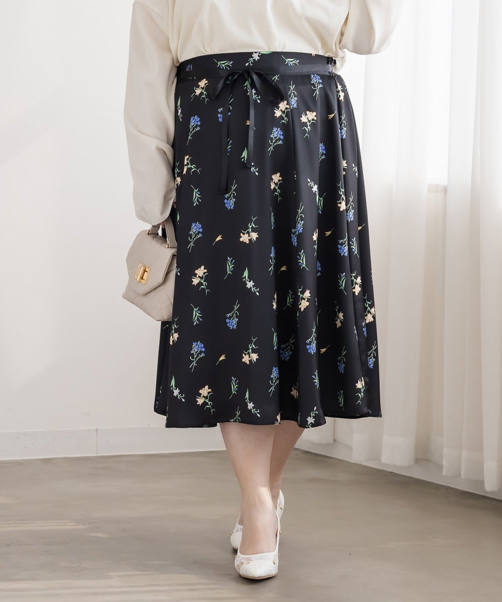 花柄サテンフレアスカート | 大きいサイズ レディース専門店 CLETTE