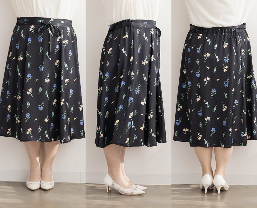 花柄サテンフレアスカート | 大きいサイズ レディース専門店 CLETTE