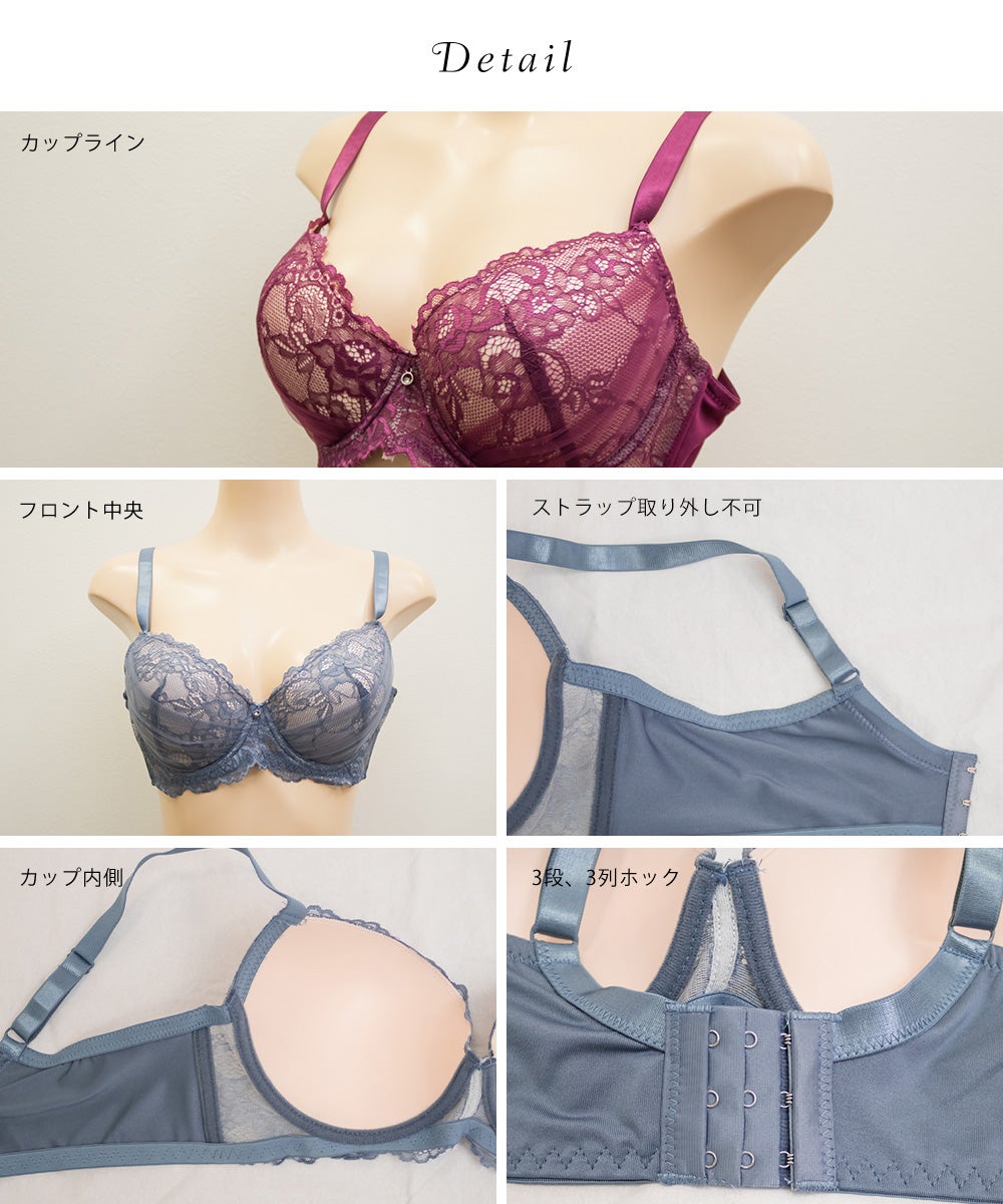 脇高シアーレースブラジャー&ショーツセット | 大きいサイズ 脇高シアーレースブラジャー&ショーツセット | 大きいサイズ