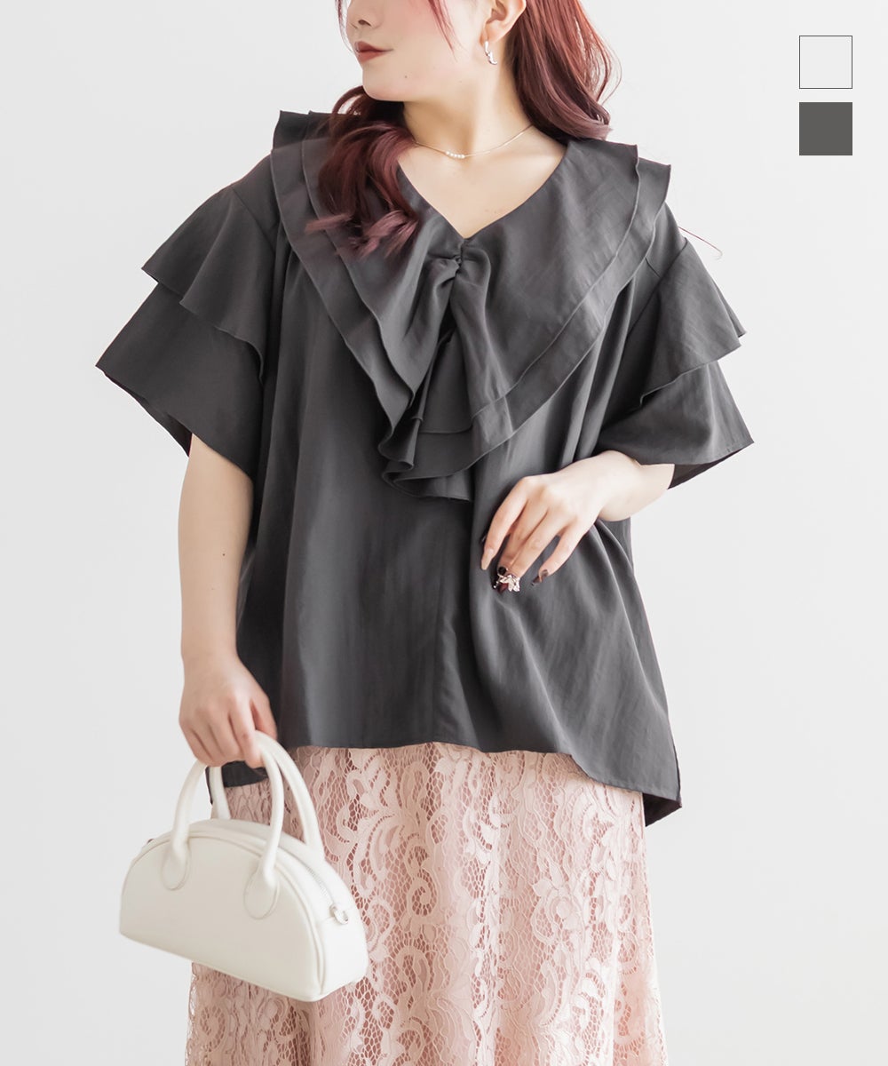 ラッフルティアードチュニックブラウス | 大きいサイズ