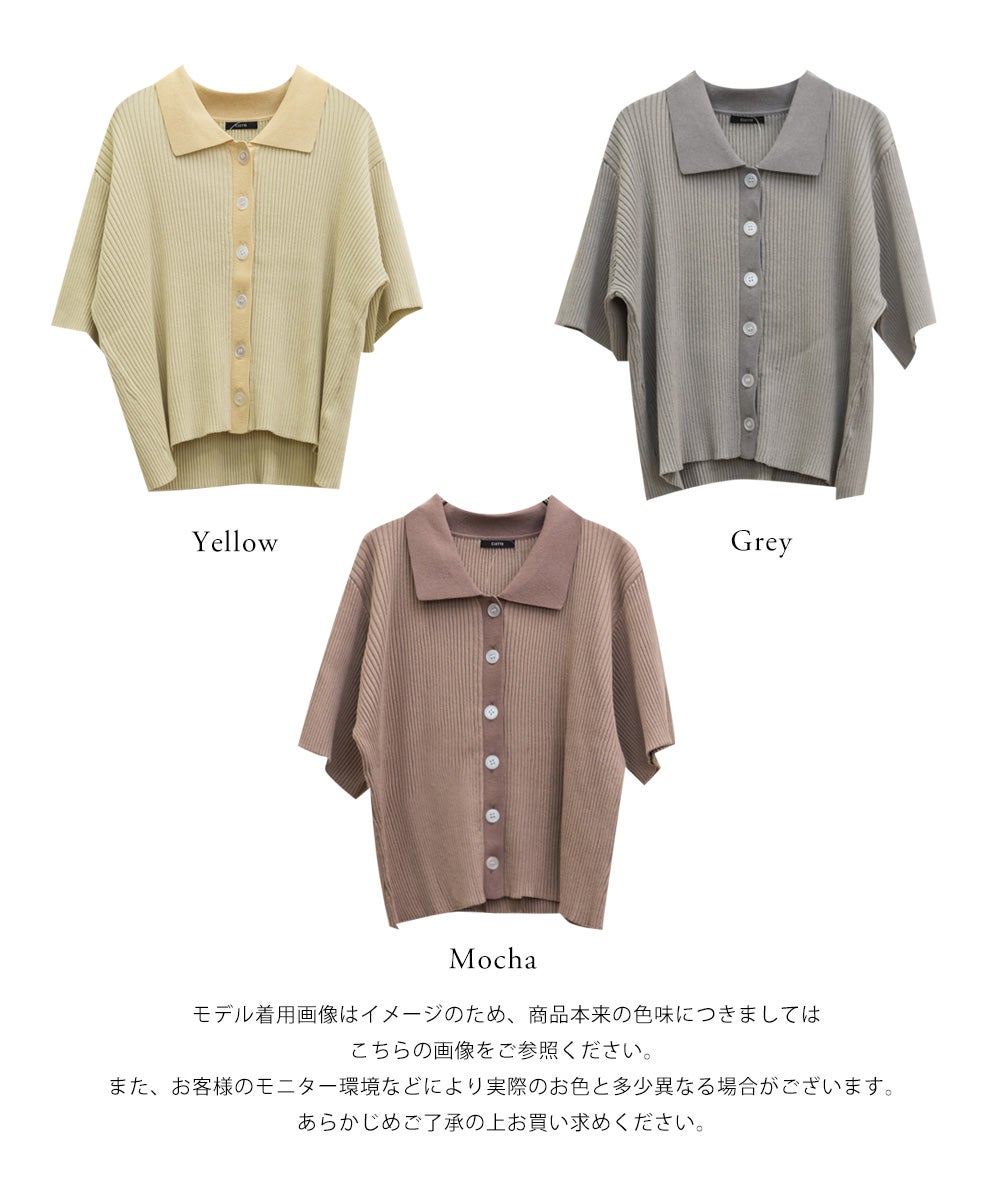 CLETTEオリジナルバイカラー衿付き半袖ニット | 大きいサイズ