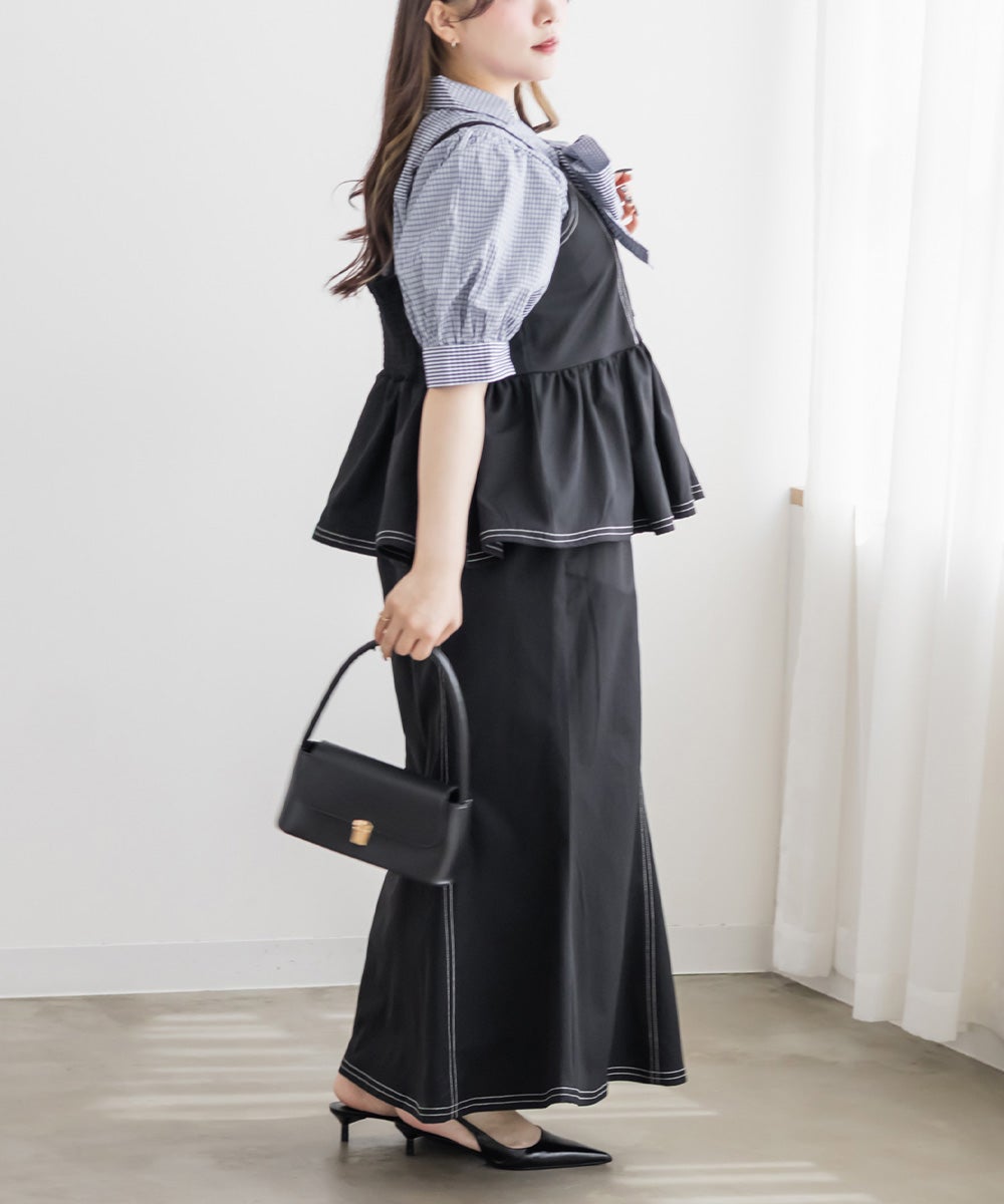 CLETTEオリジナルステッチラインペプラムビスチェ | 大きいサイズ