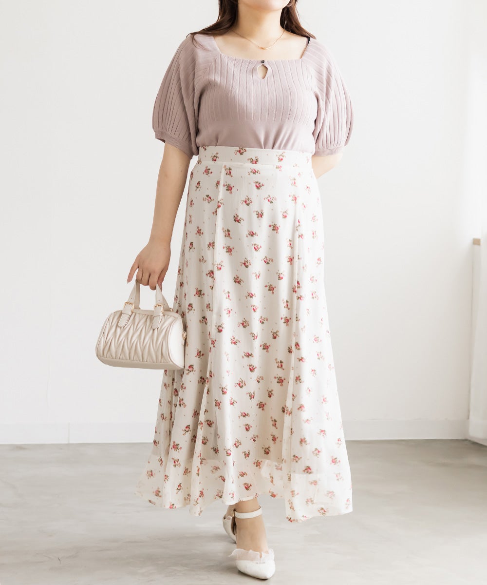 CLETTEオリジナルシアー花柄ロングスカート | 大きいサイズ レディース