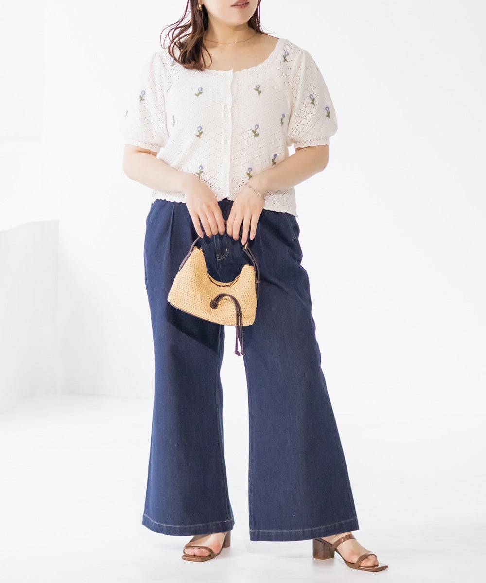 CLETTEオリジナルセミフレアデニムパンツ | 大きいサイズ レディース