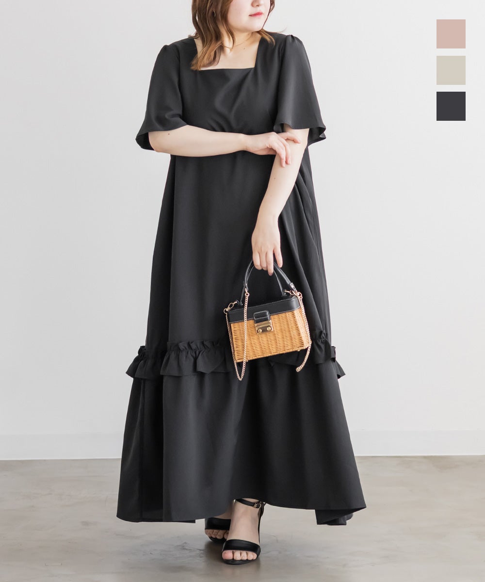 新品定価4.7万★Aveniretoile★フリルポケットAラインワンピース38 CLETTEオリジナル裾フリルAラインワンピース | 大きいサイズ