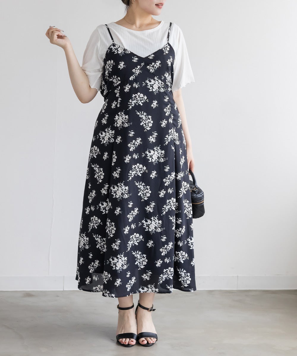 花柄キャミソールロングワンピース CLETTEオリジナル花柄ロングキャミワンピース | 大きいサイズ