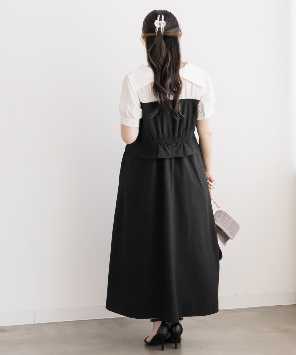 CLETTEオリジナルビスチェ風シャツドッキングワンピース | 大きい