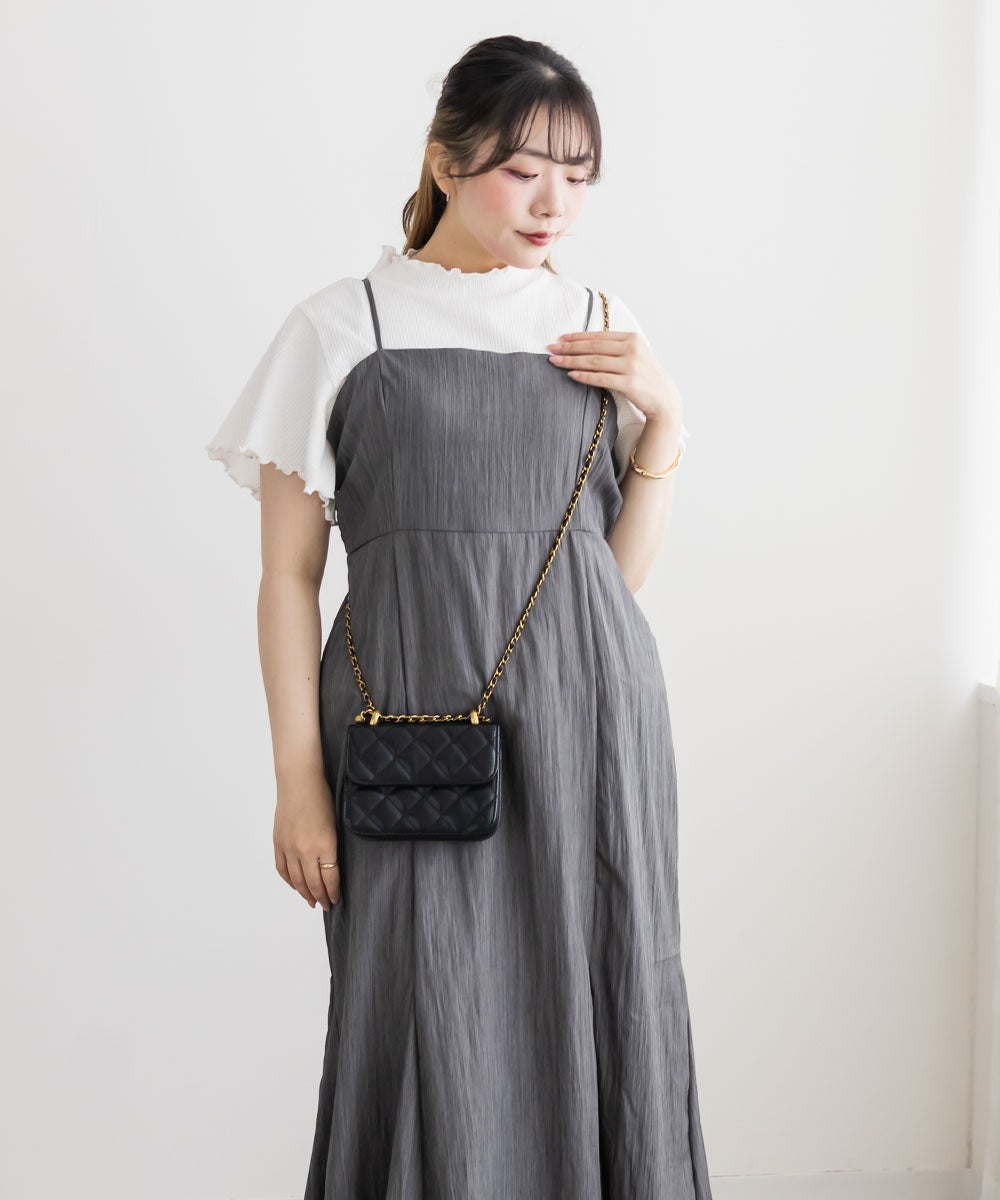 美品！CABaN キャバン＊スラブリネンマキシ丈ワンピース　グレー　36 リネンライクスラブマーメイドキャミワンピース | 大きいサイズ