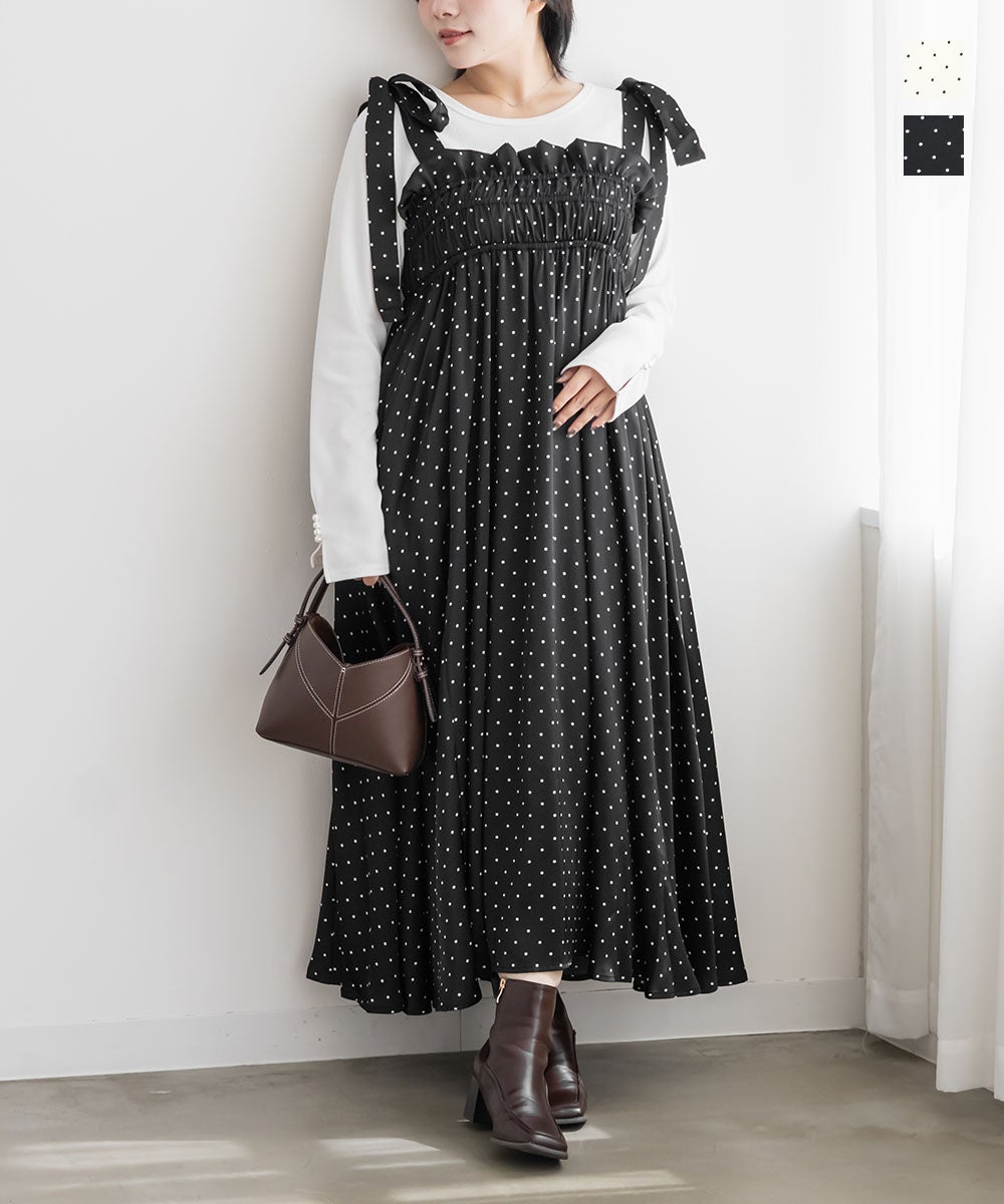 CLETTEクレットオリジナル チェックフリルリボンワンピース パープル 4L CLETTEオリジナルドット柄ショルダーリボンワンピース | 大きいサイズ