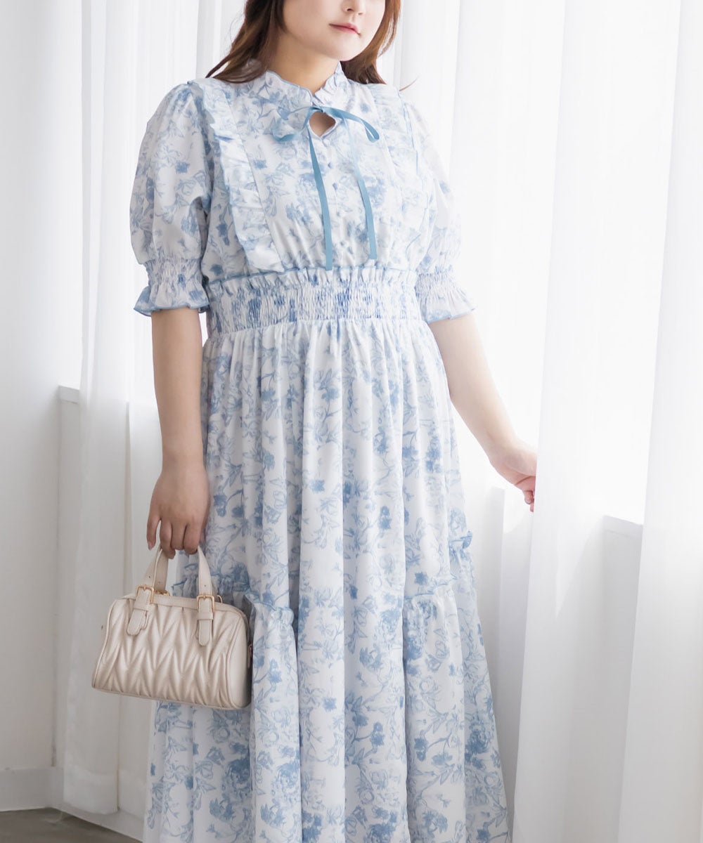 CLETTEオリジナル花柄フリルワンピース | 大きいサイズ レディース専門
